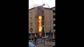 Gas Pipe Explosion Causes Fire