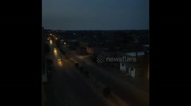 general view of the town of Beit Lahia in the northern Gaza Strip, in complete darkness