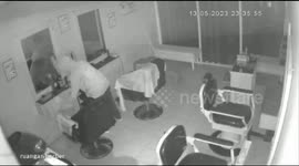 Weird theft at a barbershop when thieves leave flip-flops they don't use at a place they robbed in Indonesia
