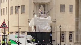 Man tries to destroy the BBC statue due to its controversy 20th May 2023