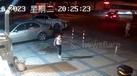 Flowerpot narrowly misses young girl on street