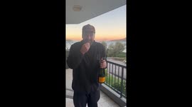 Watch as man accidentally hits bird while opening Champagne bottle
