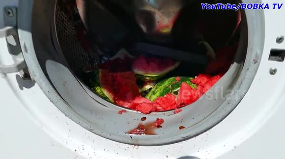 Eating clean to a whole new level! YouTube puts watermelon inside washing machine