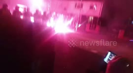 Dramatic video shows Cardiff rioters hurling FIREWORKS at police