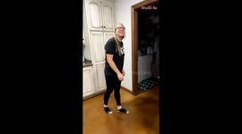 Playful woman has a fun reaction when she forgets how to skip