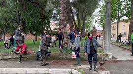 People Clean Streets After Flood in Cesena, Italy