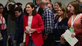 La candidata del partido popular de España Isabel Díaz Ayuso vota el 28 de mayo en el colegio del barrio de chamberí en Madrid ¨Inmaculada de Marillac¨