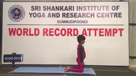 5 year old girl does an advanced and difficult yoga pose. She did 30 times in one minute in India.