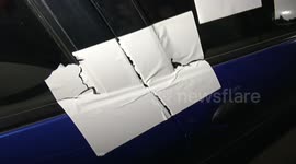 Car parking in the way is stuck on nine pieces of white paper