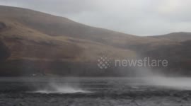 Whirlwinds appear in Scottish loch during Storm Henry