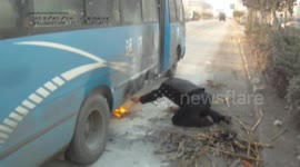 萧县：客车“取暖”火烤油箱引发火灾