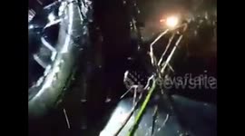 Dramatic rescue of man and his dog from submerged truck