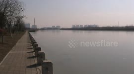 Frozen canal in China during winter