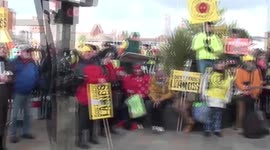 fracking demo out side blackpool football club
