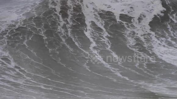 Atlantic storm swell hits Nazare