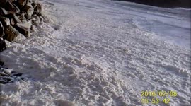 Little Sea Foam Tornado at Challaborough Bay during Storm Imogen