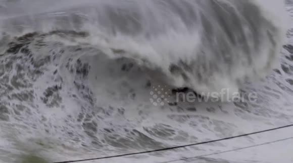 Giant waves hit Nazare, Portugal