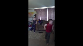 Young Boys Dancing To Mario Brothers Show Theme Throw discs