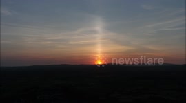 Spectacular Sunpillar At Sunset With 'Cross' Formation Captured By Drone - May 29th 2023