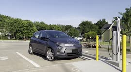 Chevy bolt charging up at the Energy clean charing network station in Emporia Kansas