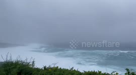 Huge waves as tropical storm Mawar approaches Japan