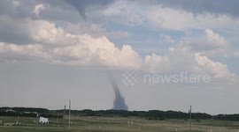 Tornado Swirls Outside Stettler Canada
