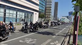 Pollution in Paris: Bikers protest against the future obligation of technical control for motorcycles.