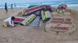 Indian Sand artist dedicates sand art to Survivors, Prays for their Speedy Recovery