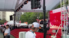 Atmosphere inside the pro-China fair taking place in Victoria Park on June 4th