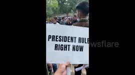 Bnanners at The Kuki-Chin-Zo Protest Against The Ethnic Cleansing in New Dehli, India