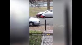 WATCH THE moment this driver TRASHED his car in an attempt to remove a police-issued WHEEL CLAMP.