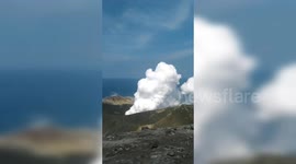 Smoke clouds billow from erupting Anak Krakatau volcano in Indonesia