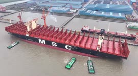 World's largest newly built container ship starts its sea trial in China