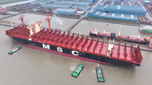 World's largest newly built container ship starts its sea trial in ...
