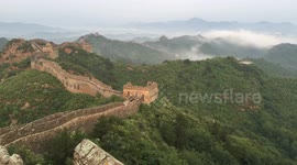 Clouds surround the Jinshanling Great Wall after rain in Chengde, China