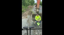 'He will walk next time' - Lazy man almost dumped out of digger bucket