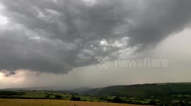 Lightning bolts over Mid Wales after the heat, some in slo motion.