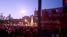 West ham United fans celebrating their team winning an European cup