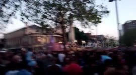 At Stratford in east london, West ham United fans celebrate winning an European cup after 40 years