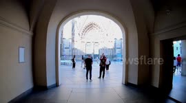Dinner at a gigantic heart-shaped table surrounding the St. Vitus Cathedral at Prague Castle, Czech Republic