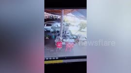 Cheeky monkey steals handful of rice from housewife's pot in Thailand