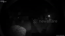 Unidentified Object Chase - two unidentified lighted objects soar through the night sky after one another