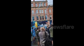 Fans Celebrate MCFC Win Despite The Rain in Manchester, UK