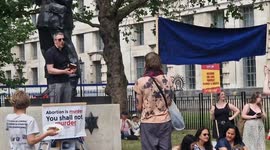 'Get gammons off my womb': pro-choice protesters confront anti-abortionist during Whitehall rally