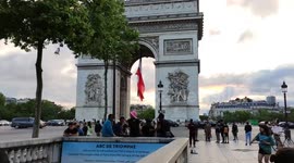 Oversized french flag floating under the Arc de Triomphe, Champs-Elysées, Paris, France. 18 june.   L'appel du 18 juin (The Call of 18 june 1940) was the first speech delivered by General de Gaulle on London radio, on the BBC, on June 18, 1940. This speec