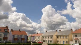 UK weather. Cumulonimbus clouds forming over Nansledan New town in Cornwall UK.