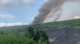 Llanwonno Mountain in the Rhonnda Valleys South Wales is on Fire!