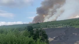 Llanwonno mountain in South Wales' Rhondda on fire on Monday evening