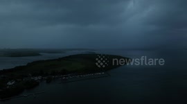 Drone Captures Rapid Fire Lightning Strikes Over Irish Lake During Severe Thunderstorm Outbreak!