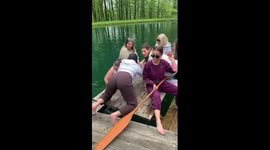 Friends turn picnic table into makeshift vessel and set sail during bachelorette party